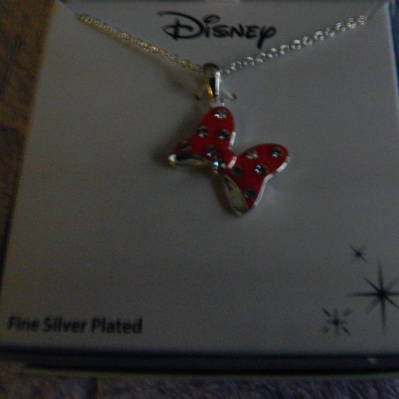 Disney Minnie Red Bow Crystal Fine Sterling Silver Pendant Necklace NWT/… - Picture 4 of 7